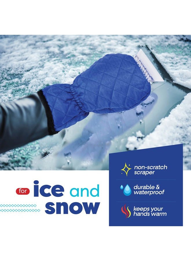 SCRUBIT Ice Sc with Glove - Car Windshield Sc for Ice and Snow w/Fleece Mitt - Quickly Scrape and Remove Snow While Staying Warm - Waterproof & Windproof - Car Sc Snow Brush (Blue) - Image 4