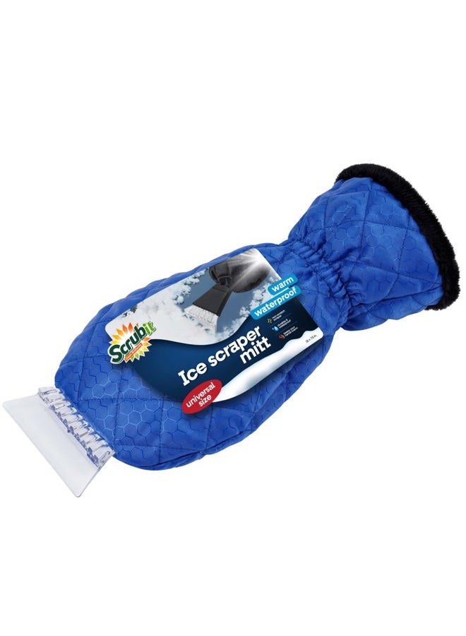SCRUBIT Ice Sc with Glove - Car Windshield Sc for Ice and Snow w/Fleece Mitt - Quickly Scrape and Remove Snow While Staying Warm - Waterproof & Windproof - Car Sc Snow Brush (Blue) - Image 1
