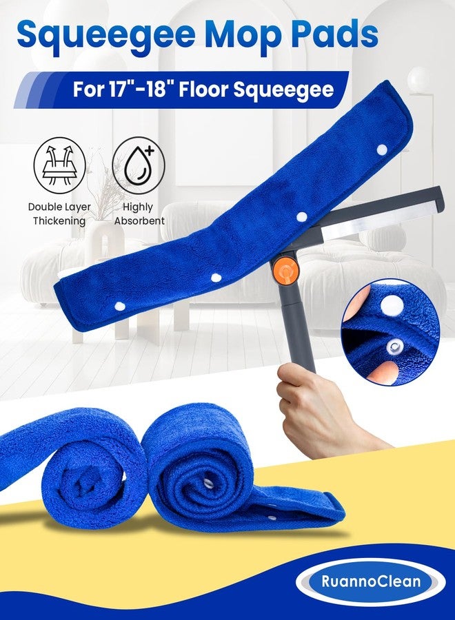 RuannoClean Floor Squeegee Pads, Microfiber, 45cm, 4 Pack, Blue, Mop Replacement Pads, Floor, Wall - Image 2