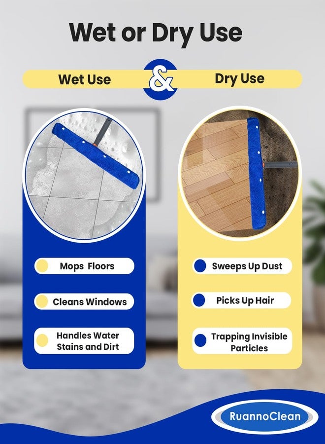 RuannoClean Floor Squeegee Pads, Microfiber, 45cm, 4 Pack, Blue, Mop Replacement Pads, Floor, Wall - Image 4
