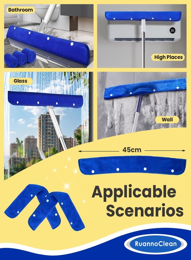 RuannoClean Floor Squeegee Pads, Microfiber, 45cm, 4 Pack, Blue, Mop Replacement Pads, Floor, Wall - Image 5