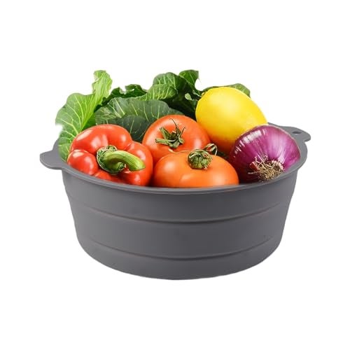 Fchil Collapsible Silicone Mixing Bowl, Food-Grade Foldable Travel Container, Large Collapsible Bowls for Camping Outdoor Hiking Storage Mixing, Grey (pot QY104) - Image 1