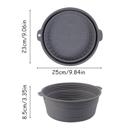 Fchil Collapsible Silicone Mixing Bowl, Food-Grade Foldable Travel Container, Large Collapsible Bowls for Camping Outdoor Hiking Storage Mixing, Grey (pot QY104) - Image 2