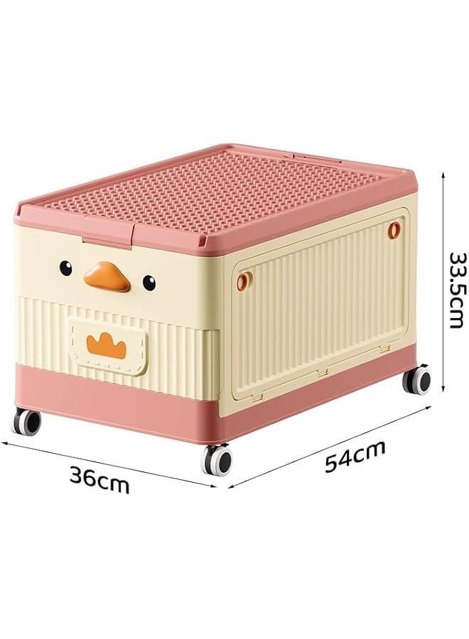 ميكسد لعبة تخزين مربع ، 16.5 بوصة قابلة للطي تخزين مربع ، مع تغطية عجلة مقبض ، سوبر كبيرة لعبة تخزين مربع سلة ، لعبة ، والملابس ، والكتب ، ودور الحضانة ، غرفة ألعاب ( الوردي ) - Image 3