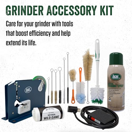 LEM Products Grinder Accessory Kit, Includes Foot Switch, Poly Bag Tape Machine, Meat Bags, Silicone Spray, and Brushes - Image 2