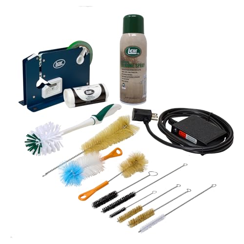 LEM Products Grinder Accessory Kit, Includes Foot Switch, Poly Bag Tape Machine, Meat Bags, Silicone Spray, and Brushes - Image 1