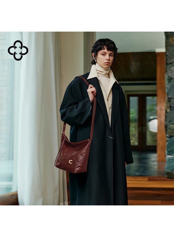 Cassile Celebrity Style Casile Tote Bag For Women Vegetable Tanned Cowhide Commuter Light Luxury Crossbody Bag Birthday Gift Qi Ji Red - Image 2
