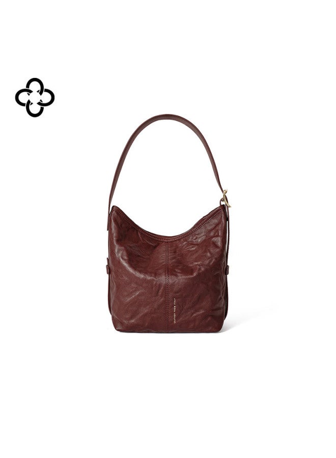 Cassile Celebrity Style Casile Tote Bag For Women Vegetable Tanned Cowhide Commuter Light Luxury Crossbody Bag Birthday Gift Qi Ji Red - Image 5