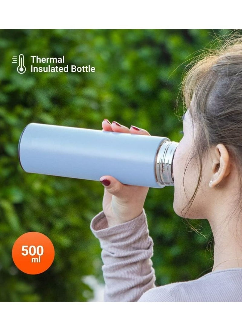 PRIME - Smart Water Bottle Cup by Porodo With Temperature Indicator Up to 12 Hours of Thermal Insulation Sports Drink Flasks 500ml Touch Sensitive Display Non-Slip Base 17 Oz Blue - Image 1