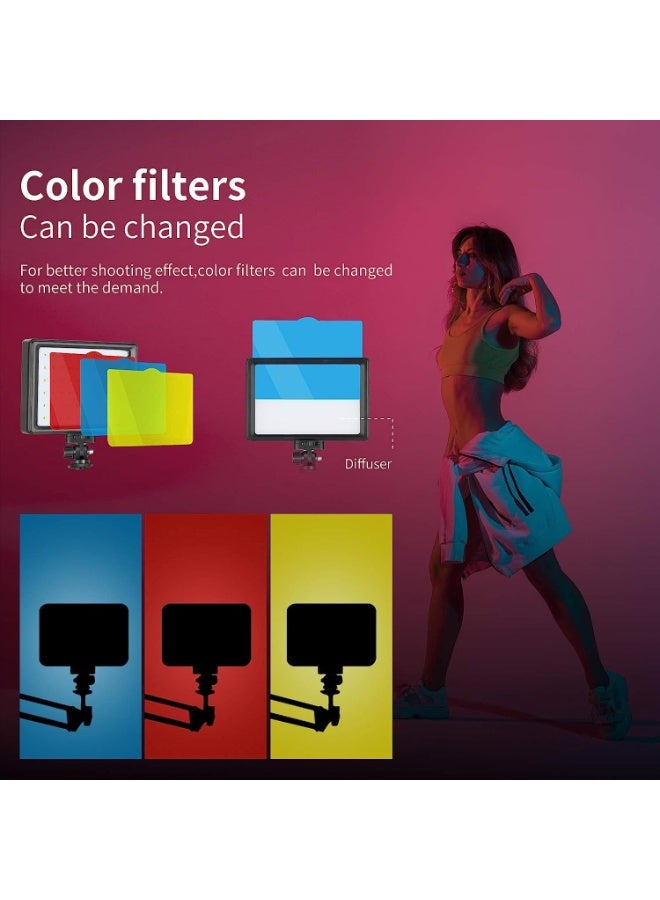 XiuWoo 2-Pack Flexible and Adjustable Desktop LED Dimmable 3200-5600K Video Light with Clamp Scissor Arm Stand With Remote Control and 3 Color Filters for Product Portrait Video Photography Video Conference Light - Image 5