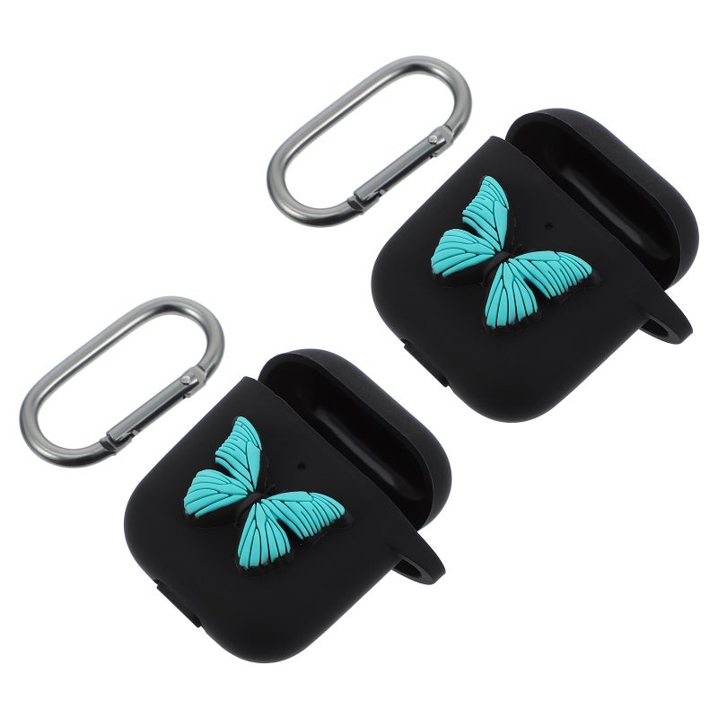 2pcs Earbuds Protective Cases with Carabiner Compatible for Airpods 2/1 - Image 1