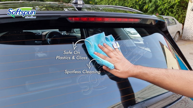 SOFTSPUN Microfiber Cleaning Cloths 12 pcs 40x40cms 220 GSM Sky Blue! Highly Absorbent Lint and Streak Free Multi Purpose Wash Cloth for Bike & Car Stainless Steel Silverware.… - Image 3