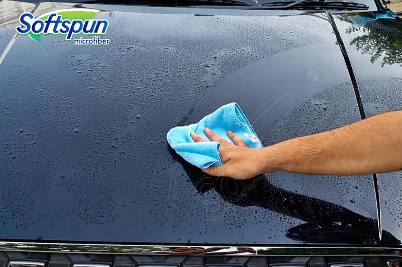 SOFTSPUN Microfiber Cleaning Cloths 12 pcs 40x40cms 220 GSM Sky Blue! Highly Absorbent Lint and Streak Free Multi Purpose Wash Cloth for Bike & Car Stainless Steel Silverware.… - Image 5