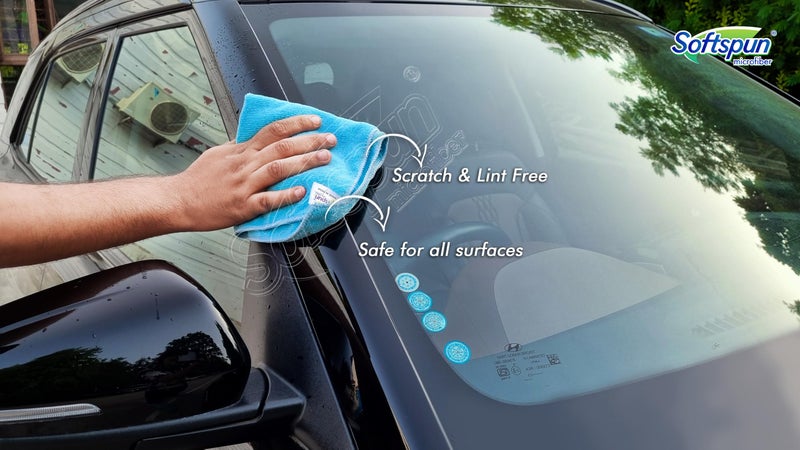 SOFTSPUN Microfiber Cleaning Cloths 12 pcs 40x40cms 220 GSM Sky Blue! Highly Absorbent Lint and Streak Free Multi Purpose Wash Cloth for Bike & Car Stainless Steel Silverware.… - Image 4