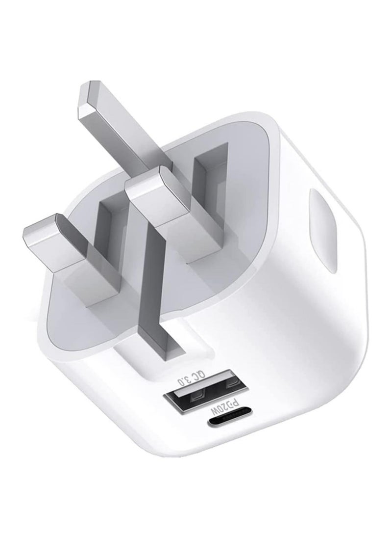 ELTRAZONE - 20W USB C Charger Block, 2-Ports [USB-C + USB] Charging Station, QC PD3.0 GaN Fast Charging Block, Type C Power Adapter for iPad Pro/iPhone/Samsung Note/Galaxy (Not with Cable) - Image 1