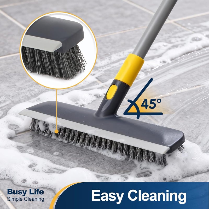 YOCADA Floor Scrub Brush 55.9" Telescopic Handle 2 in 1 Scrape Brush Stiff Bristle Shower Scrubber for Cleaning Patio Bathroom Garage Kitchen Wall Deck Tub Tile - Image 2