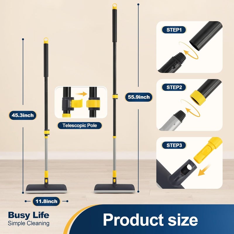 YOCADA Floor Scrub Brush 55.9" Telescopic Handle 2 in 1 Scrape Brush Stiff Bristle Shower Scrubber for Cleaning Patio Bathroom Garage Kitchen Wall Deck Tub Tile - Image 4