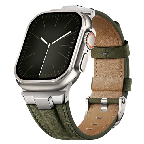Suitisbest أشرطة جلدية Suitisbest متوافقة مع ساعة آبل ألترا 49mm 46mm 45mm 44mm 42mm، حزام استبدال جلد طبيعي لساعة آبل سيريز 11 10 9 8 7 6 5 4 3 2 1، SE 3 2 1، ألترا 3 2 1 - Image 1