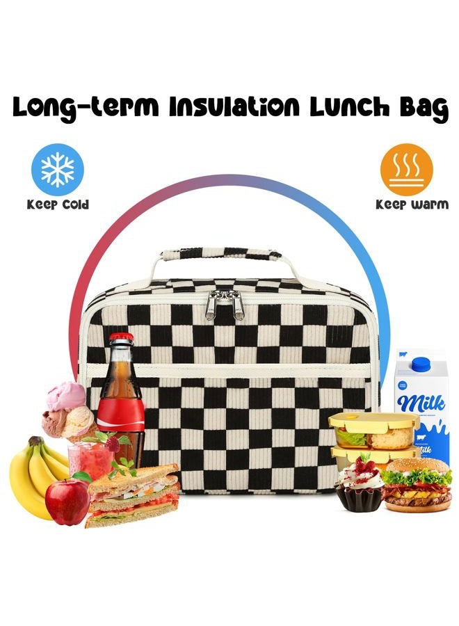 BLUBOON Kids Girls Lunch Bag Insulated Lunch Box for school Corduroy Lunch Cooler Organizer School Kids Lunch Tote - Image 5