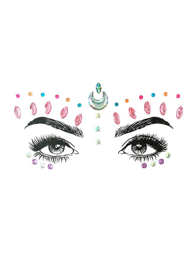 SHINEYES 6 Pcs Music Festival Face Jewels, Rhinestone Rave Face Gems Glitter,Crystal Birthday Party Festival Face Sticker, Eyes Face Body Temporary Tattoos for Festival Party - Image 3