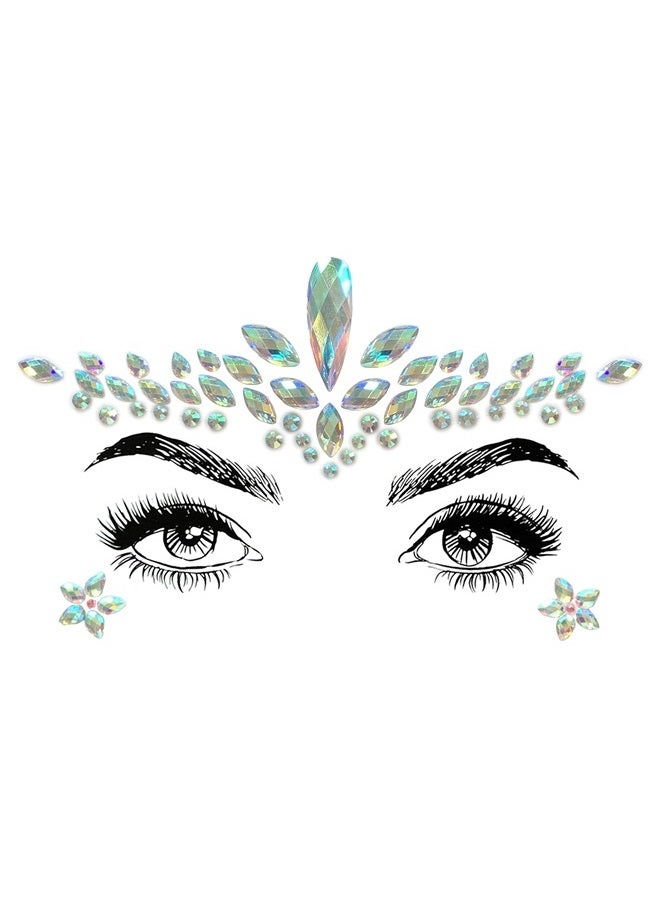 SHINEYES 6 Pcs Music Festival Face Jewels, Rhinestone Rave Face Gems Glitter,Crystal Birthday Party Festival Face Sticker, Eyes Face Body Temporary Tattoos for Festival Party - Image 4