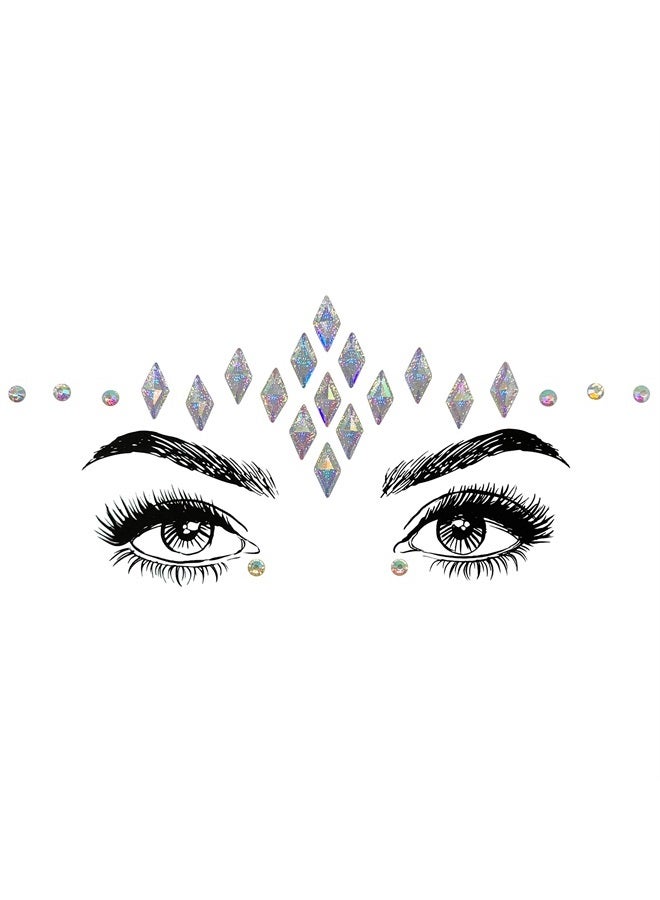SHINEYES 6 Pcs Music Festival Face Jewels, Rhinestone Rave Face Gems Glitter,Crystal Birthday Party Festival Face Sticker, Eyes Face Body Temporary Tattoos for Festival Party - Image 5