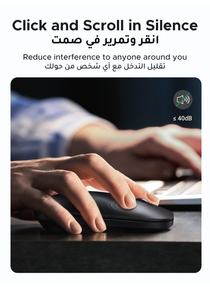 Ugreen Mouse Wireless Buletooth Mouse Dual Mode USB+ Buletooth 5.0 4 DPI Adjustable Up to 4000 DPI Slim Design Silent Click Ergonomic Mouse Long Battery Life 10M Distance Plug & Play Compatible With Laptop - Image 4