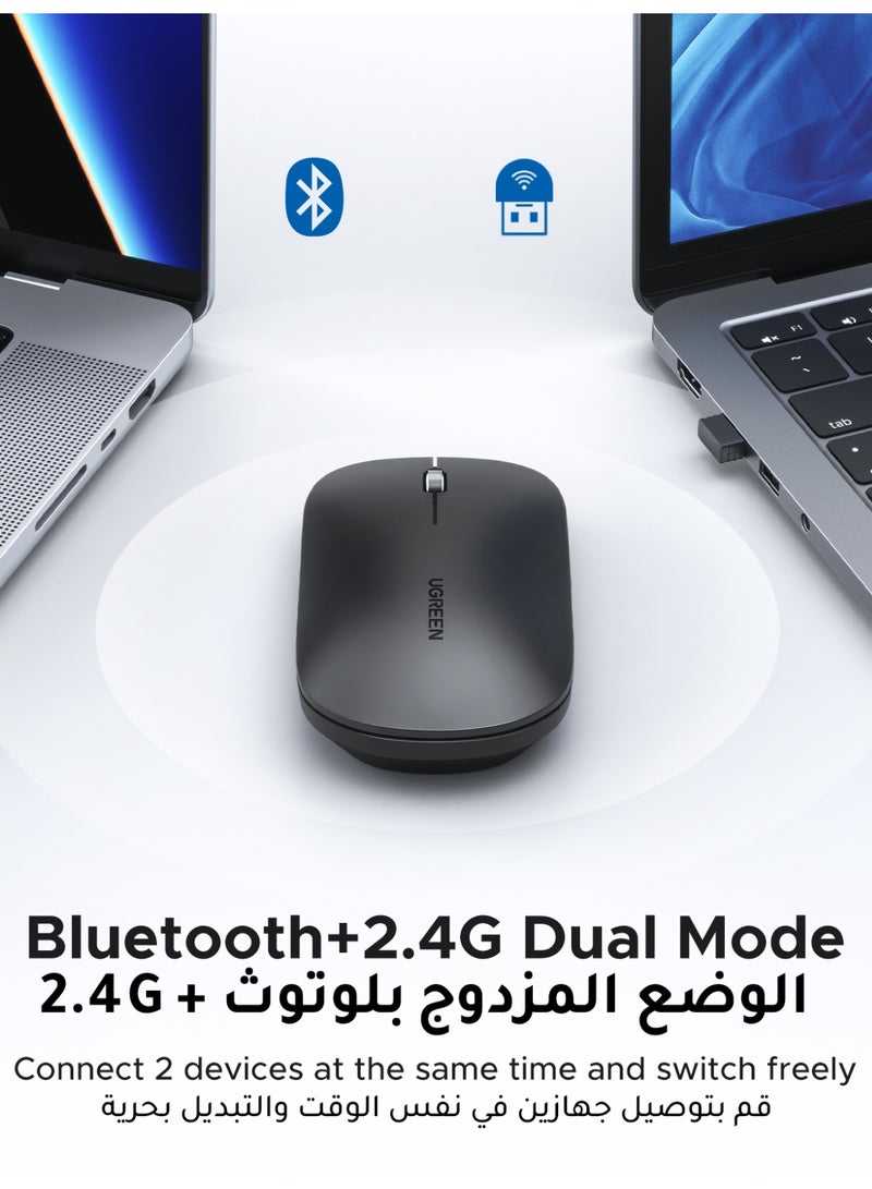 Ugreen Mouse Wireless Buletooth Mouse Dual Mode USB+ Buletooth 5.0 4 DPI Adjustable Up to 4000 DPI Slim Design Silent Click Ergonomic Mouse Long Battery Life 10M Distance Plug & Play Compatible With Laptop - Image 2