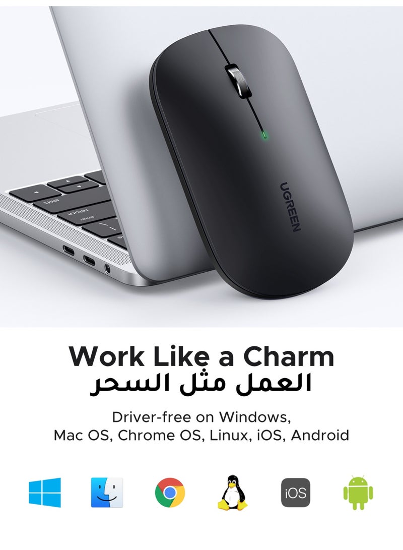 Ugreen Mouse Wireless Buletooth Mouse Dual Mode USB+ Buletooth 5.0 4 DPI Adjustable Up to 4000 DPI Slim Design Silent Click Ergonomic Mouse Long Battery Life 10M Distance Plug & Play Compatible With Laptop - Image 5