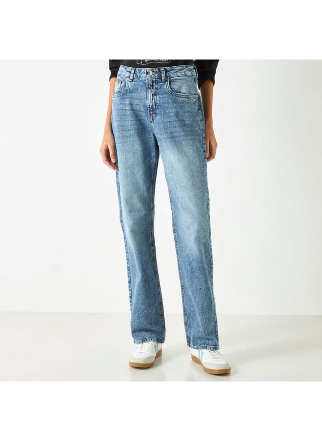 Lee Cooper Lee Cooper Solid Straight Fit Jeans with Pockets  - Image 1