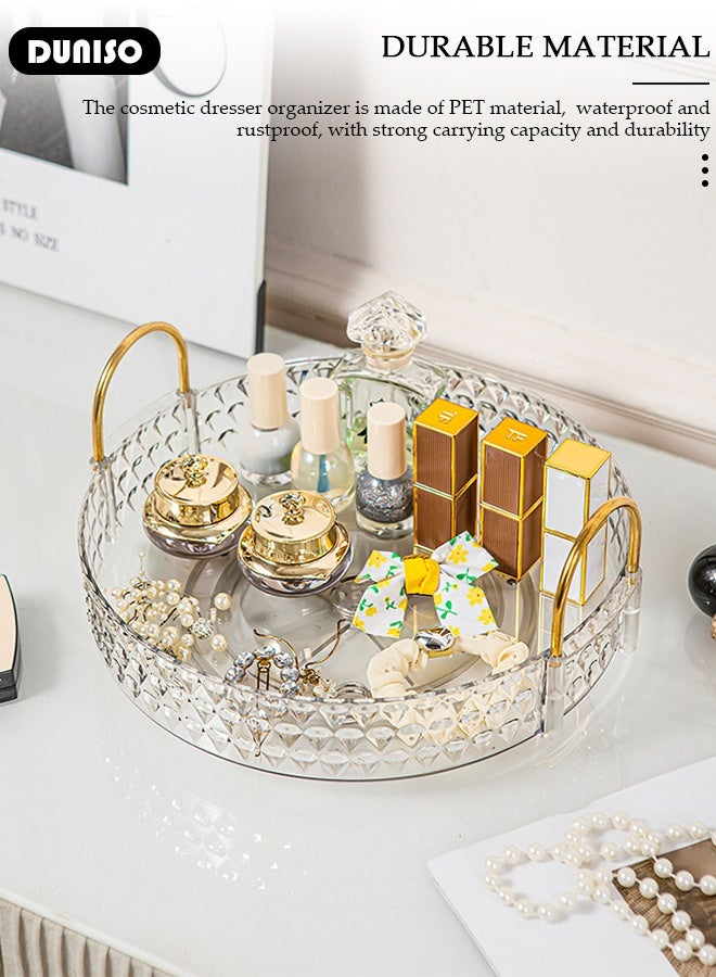 DUNISO منظم مكياج دوار منظم سطح الحمام 2 طبقة رف تجميل دوار تخزين مستحضرات العناية بالبشرة، حامل عطر رف توابل المطبخ لدرج المكياج فرش المكياج أحمر الشفاه مستحضرات التجميل اللوشن - Image 3