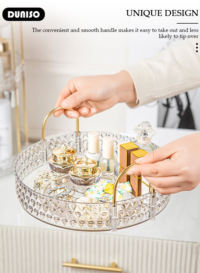 DUNISO منظم مكياج دوار منظم سطح الحمام 2 طبقة رف تجميل دوار تخزين مستحضرات العناية بالبشرة، حامل عطر رف توابل المطبخ لدرج المكياج فرش المكياج أحمر الشفاه مستحضرات التجميل اللوشن - Image 5