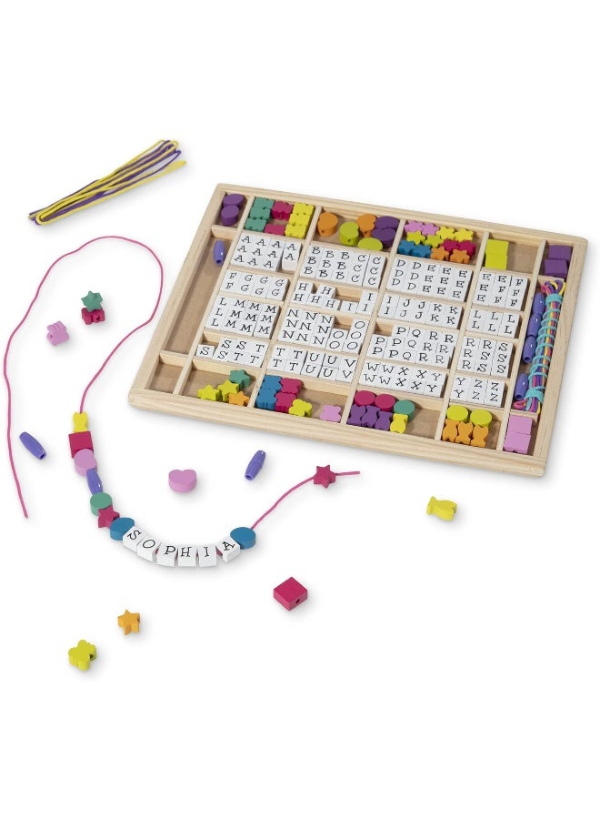 Melissa & Doug Alphabet Bead Set, Wooden Beads for Jewellery Making Kit, Arts and Crafts for Kids Age 5, Friendship Bracelet Making Kit for Girls or Boys, 4 Year Old Girl Gifts - Image 1
