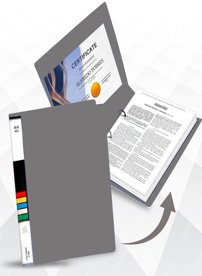 Dotpot 2D Ring Binder Plastic Box File -A4 Size | File for Certificates and Documents | Office documents and Certificate Plastic File | Ring Files for Documents (Grey, Pack of 40) - Image 4