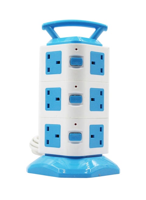 12-Way Extension Socket With USB Port Blue/White 3meter