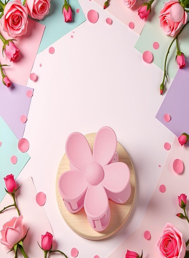 Qintreesify Pink Cute Hair Clip Hair Claw Clips Flower Shaped Plastic Jaw Clips Anti-scratch Smell-less Useful Hold Tightly Flower Claw Clip Hair Accessories - Image 2