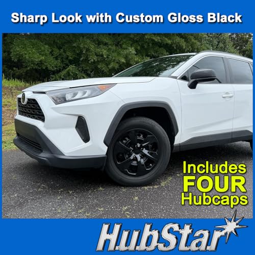 HubStar Hubcap Replacement for Toyota Rav4 2019-2025, 17-inch Wheel Cover, Gloss Black, Set of 4 - Image 2