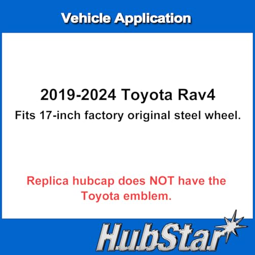 HubStar Hubcap Replacement for Toyota Rav4 2019-2025, 17-inch Wheel Cover, Gloss Black, Set of 4 - Image 5