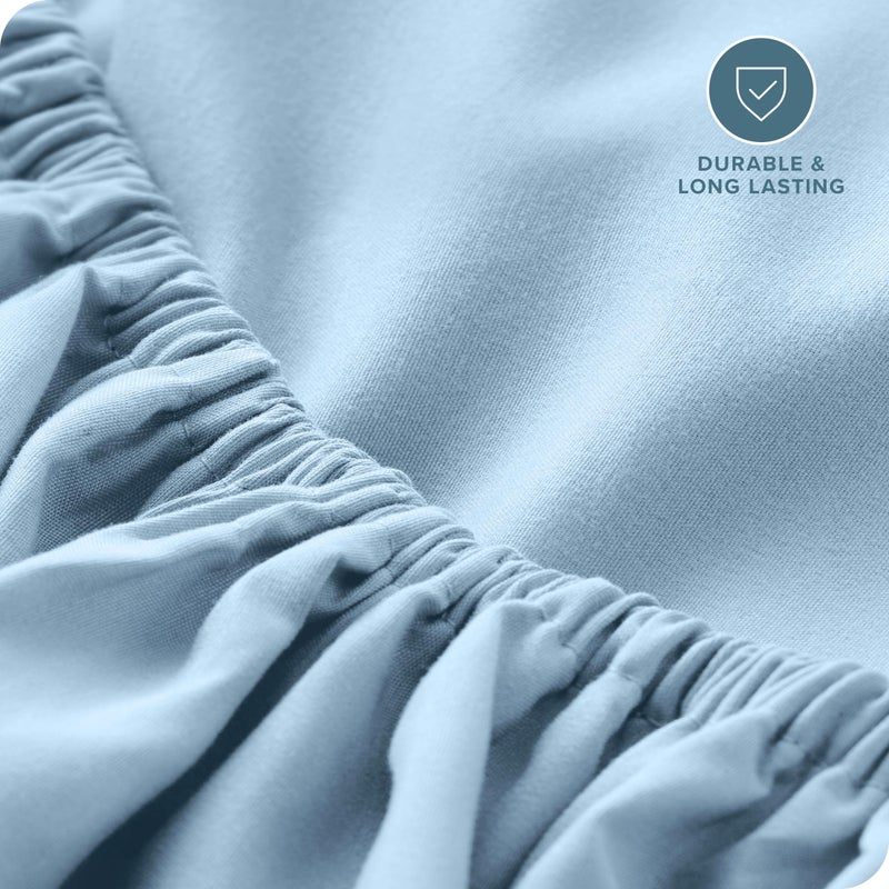 Bare Home Fitted Bottom Sheet Queen Size - Premium 1800 Microfiber - Ultra-Soft Hotel Luxury - Deep Pocket - Durable and Long Lasting - Fitted Sheet (Queen, Light Blue) - Image 5