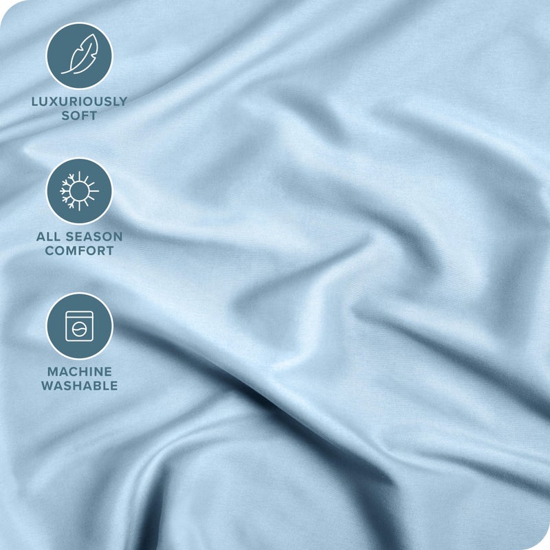 Bare Home Fitted Bottom Sheet Queen Size - Premium 1800 Microfiber - Ultra-Soft Hotel Luxury - Deep Pocket - Durable and Long Lasting - Fitted Sheet (Queen, Light Blue) - Image 2