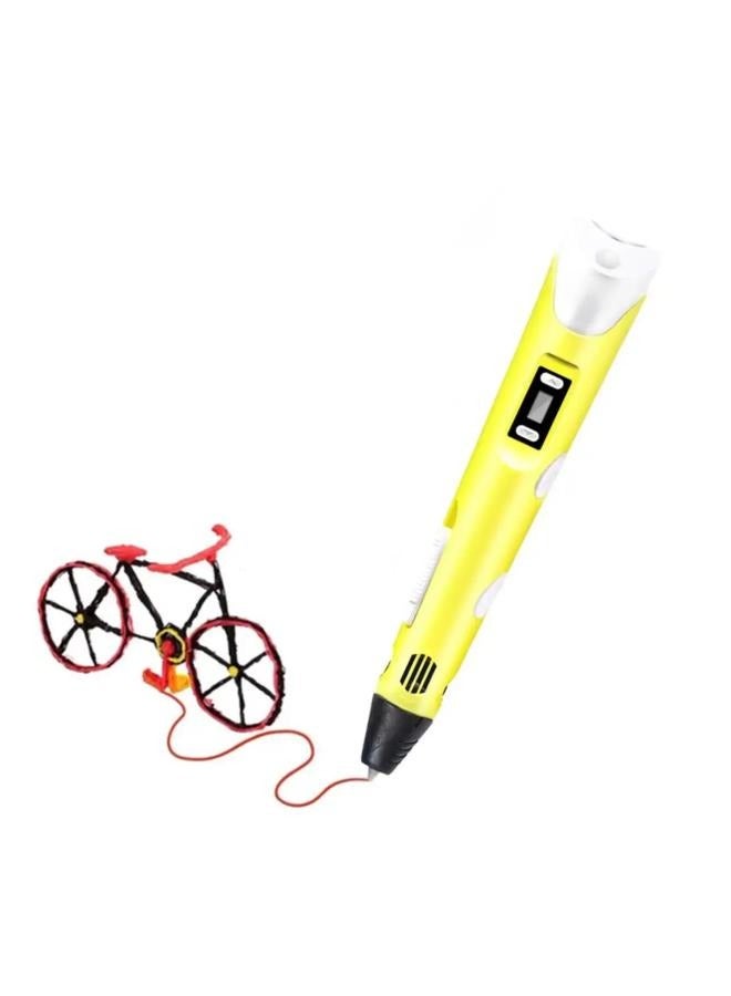 MANAM TRADING 3D Pen Printer Make your Child a Creative Person, Digital Display To Adjust Temperature and Speed PLA Filament USB Charging Gifts For Kids(Yellow) - Image 1