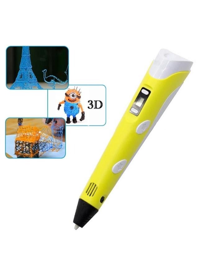 MANAM TRADING 3D Pen Printer Make your Child a Creative Person, Digital Display To Adjust Temperature and Speed PLA Filament USB Charging Gifts For Kids(Yellow) - Image 2