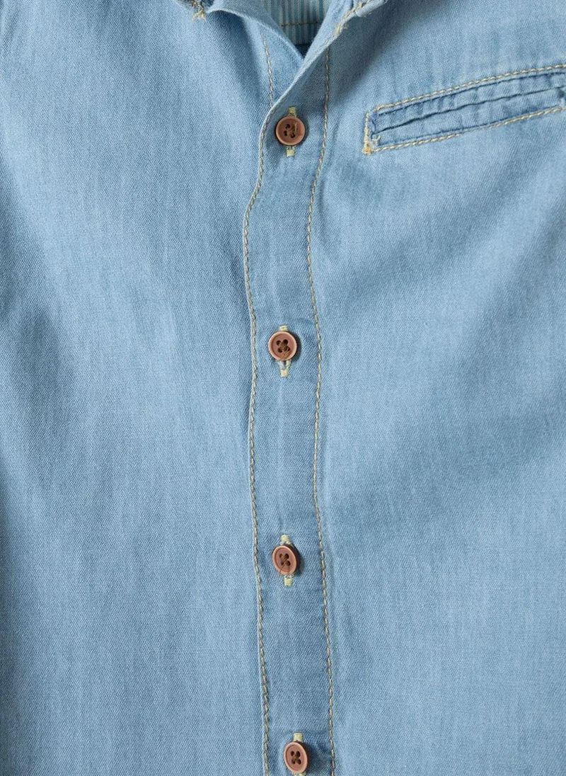 MINOTI Boys Casual Short Sleeve Shirt with Button Up Front