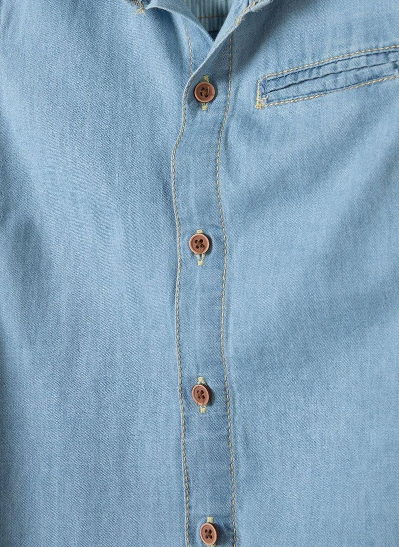 MINOTI Boys Casual Short Sleeve Shirt with Button Up Front  - Image 4