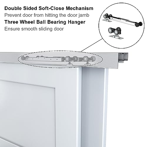 JUBEST 88LBS Bypass Sliding Door Two-Way Soft Close Mechanism, Three Wheel Soft Close for 2 Doors, Fits All of JUBEST Bypass Door Hardware - Image 2