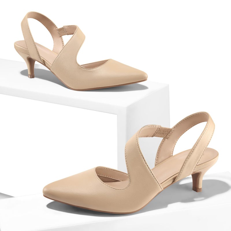 mysoft Women's Dress Shoes Low Heels 2 inch Kitten Pumps Slingback Wedding Party Medium/Wide Width Shoes - Image 3