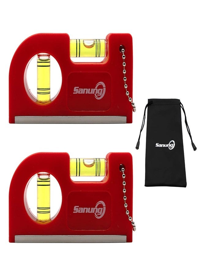 Sanung 2 Pieces Mini Magnetic Horizontal Vertical Pockets Spirit Level with Keychain Magnetic Pocket Level with Storage Bag Magnet Spirit Bubble Leveler for Determining Horizontal Vertical Plane - Image 1