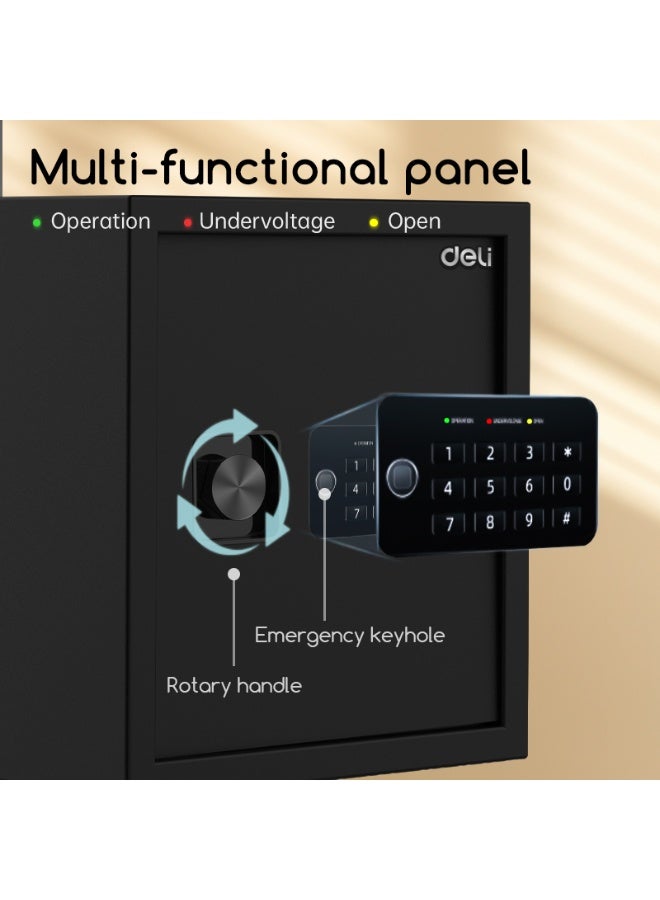 Deli Digital Safe Box with Keypad & Backup Key – Strong Steel Security Safe with 3mm Door & 2 Solid Bolts – 36x33x33 cm Fireproof Scratch-Resistant for Jewelry Money Documents - Image 3
