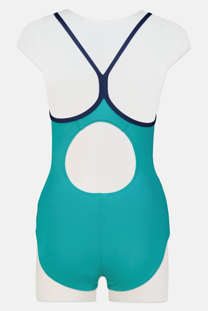 speedo Women Non Padded Embroidered Logo One Piece Swimwear, Green - Image 2