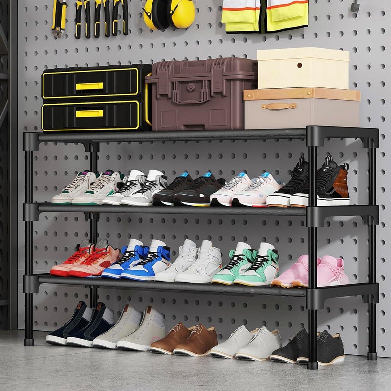 SAN HE Long Shoe Rack-Shoe Organizer 2 Tier Shoe Rack for Closet Front Door Entryway Garage, Stackable Free Standing and Freely Combinable Shoe Storage, Space Saving Small Shoe Shelves. - Image 2